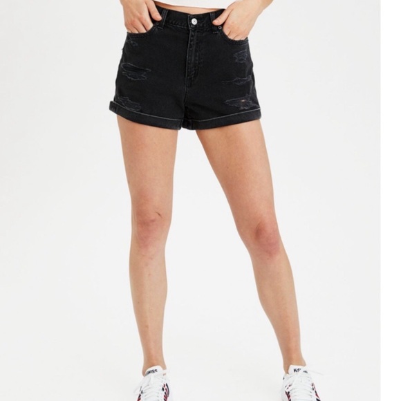 ae denim mom shorts